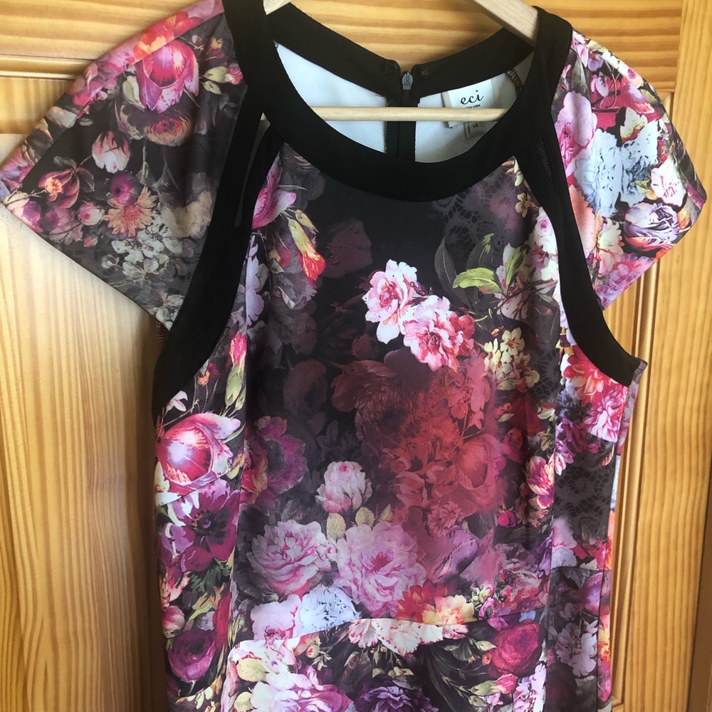 Floral Print, Body Con Dress with Cut Outs